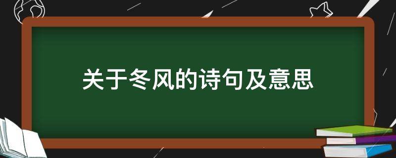 关于冬风的诗句及意思（关于冬天的风的诗句及意思）