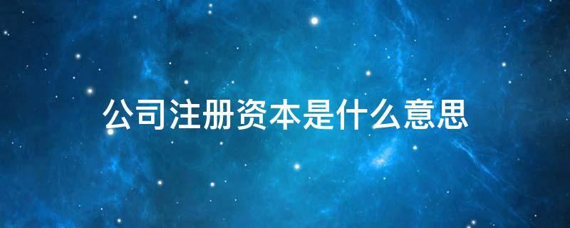 公司注册资本是什么意思（注册资本是什么意思啊）