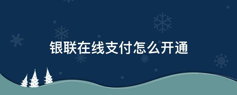 银联在线支付怎么开通（银联在线支付怎么开通官方网）