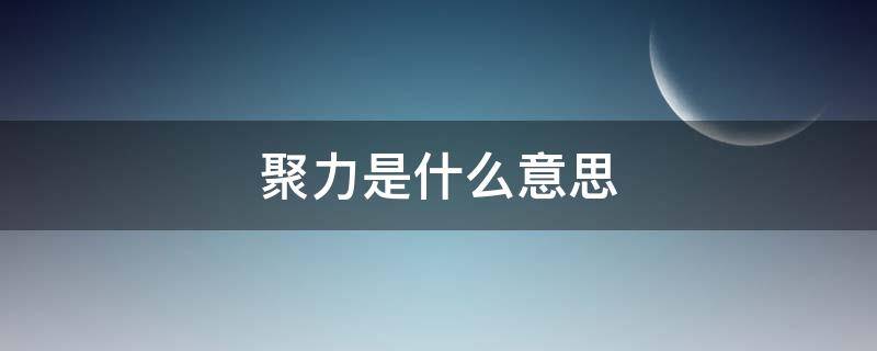 聚力是什么意思 凝神聚力是什么意思