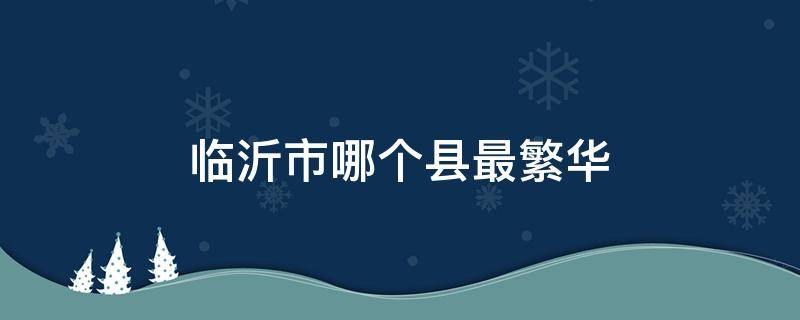 临沂市哪个县最繁华（临沂市哪个县最繁华地段）