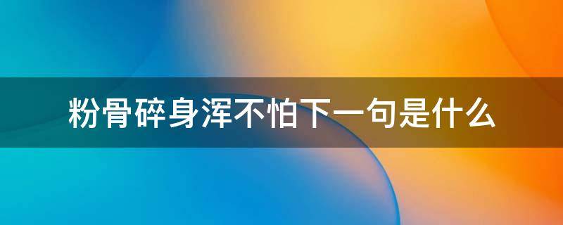 粉骨碎身浑不怕下一句是什么 粉骨碎身浑不怕下一句是什么?
