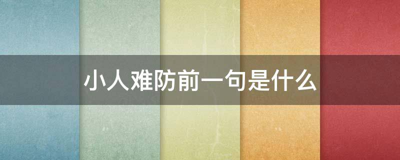 小人难防前一句是什么（小人难防前一句是什么毡）