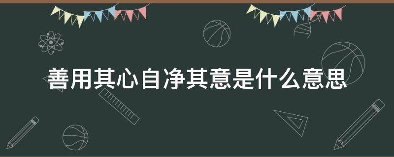 善用其心自净其意是什么意思（独善其身自净其意是什么意思）