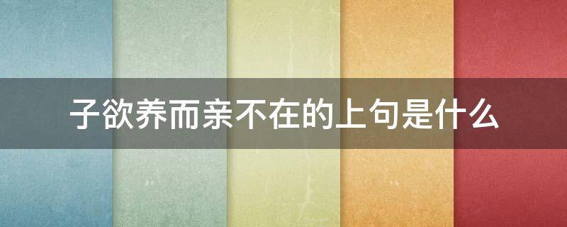 子欲养而亲不在的上句是什么 子欲养而亲不在整句