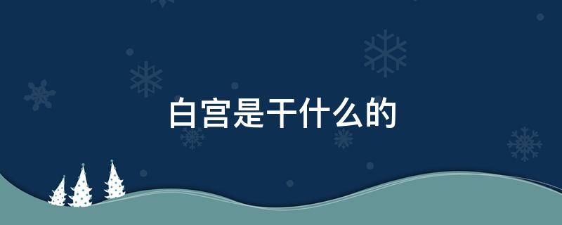 白宫是干什么的 白宫是干什么的地方