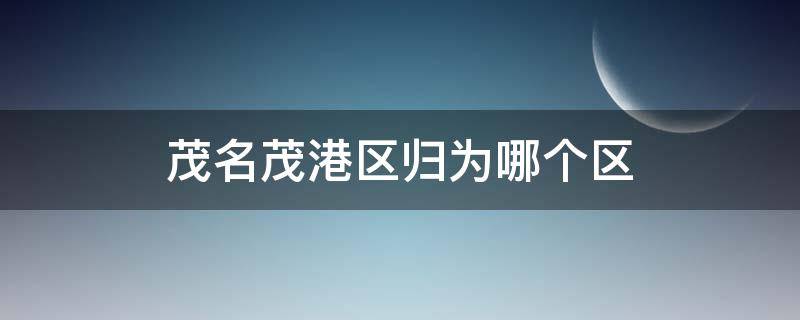 茂名茂港区归为哪个区 广东茂港属于哪个区