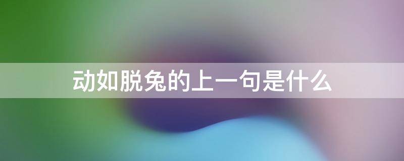 动如脱兔的上一句是什么（动如脱兔 的意思）