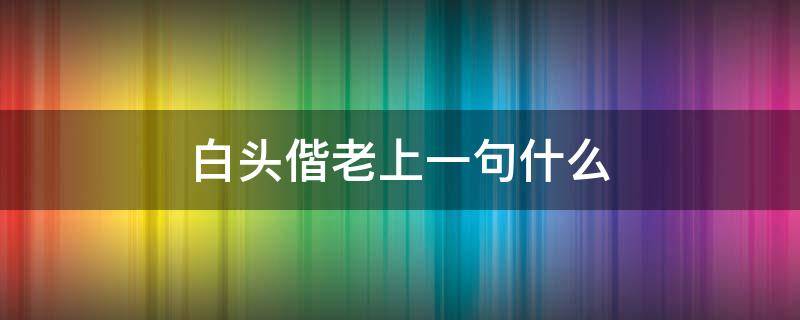 白头偕老上一句什么 白头偕老上一句什么意思