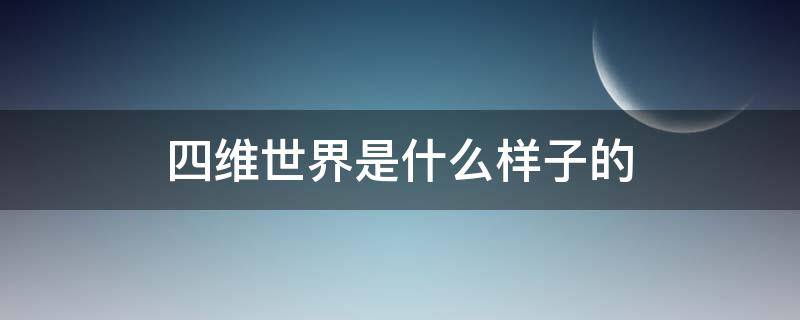 四维世界是什么样子的 四维世界是什么样子的 知乎