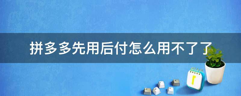 拼多多先用后付怎么用不了了 微信在拼多多先用后付怎么用不了了