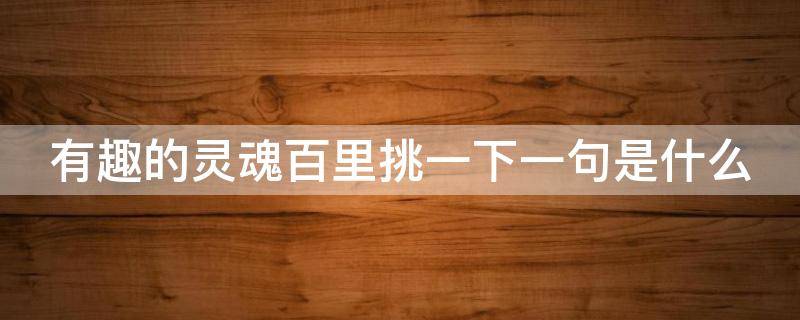 有趣的灵魂百里挑一下一句是什么 有趣的灵魂千里挑一的前一句