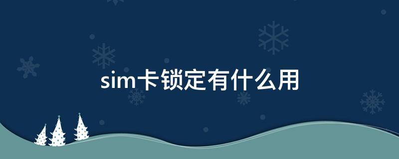 sim卡锁定有什么用（sim卡锁定有什么用吗）
