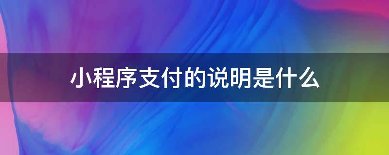 小程序支付的说明是什么（微信发起付款的小程序是什么）