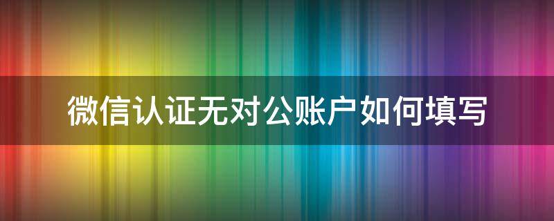 微信认证无对公账户如何填写（微信认证无对公账户如何填写银行卡）