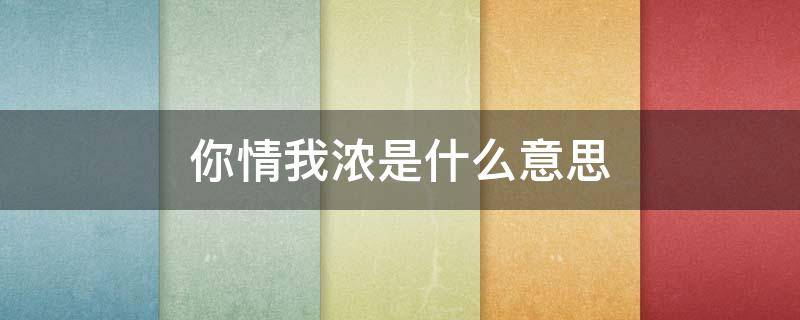 你情我浓是什么意思（感情你浓我浓什么意思）