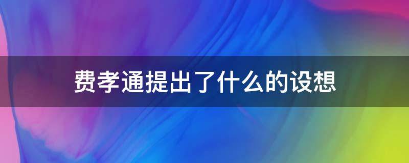 费孝通提出了什么的设想 费孝通曾提出