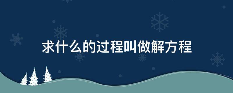 求什么的过程叫做解方程（求方程解的过程叫做解方程）