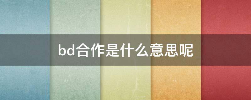 bd合作是什么意思呢（bd是什么业务）