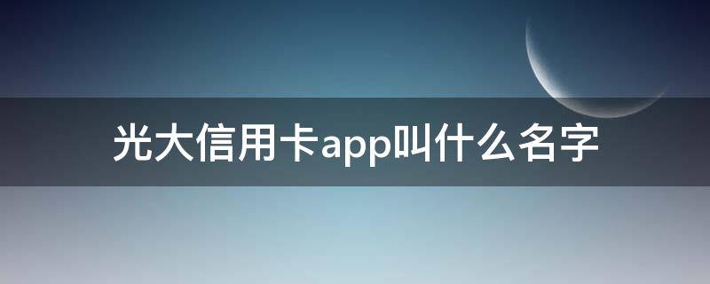 光大信用卡app叫什么名字（光大银行的信用卡app叫什么名字）
