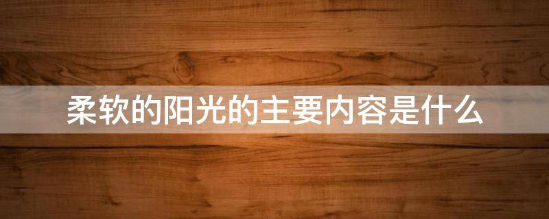 柔软的阳光的主要内容是什么 柔软的阳光主要讲的是什么意思