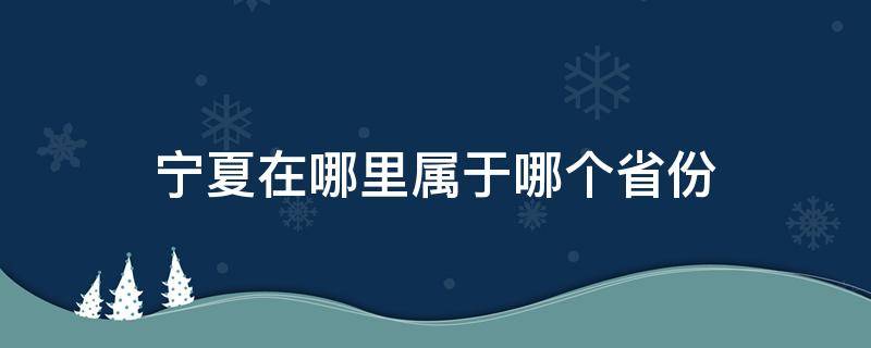 宁夏在哪里属于哪个省份（宁夏是在哪个省）