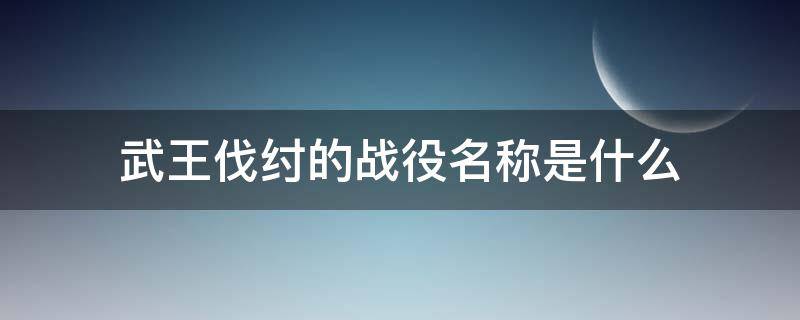 武王伐纣的战役名称是什么（武王伐纣主要战役的名称）