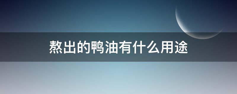 熬出的鸭油有什么用途 鸭油是什么熬出来的