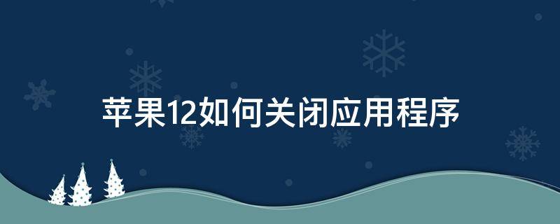 苹果12如何关闭应用程序（苹果12如何关闭应用程序自启动）