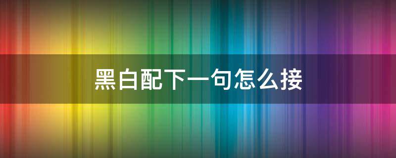 黑白配下一句怎么接（谁说黑白配）