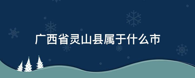 广西省灵山县属于什么市（广西省灵山县属于什么市区）