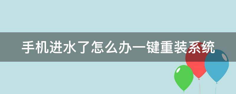 手机进水了怎么办一键重装系统 手机进水了怎么办一键重装系统教程
