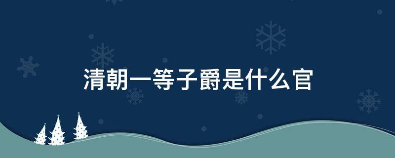 清朝一等子爵是什么官 清朝一等子爵是什么官位