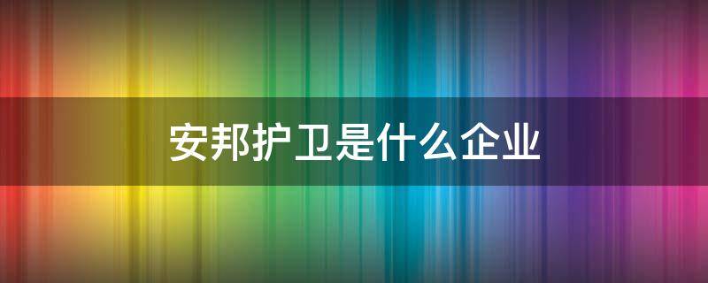 安邦护卫是什么企业（安邦护卫是什么企业为什么有枪）