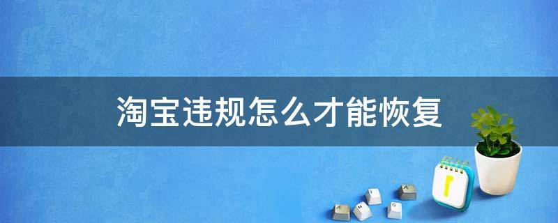 淘宝违规怎么才能恢复（淘宝违规怎么才能恢复健康宝宝）