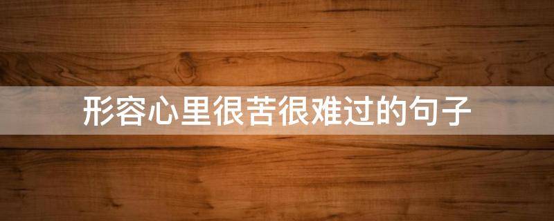 形容心里很苦很难过的句子 心里好苦的句子