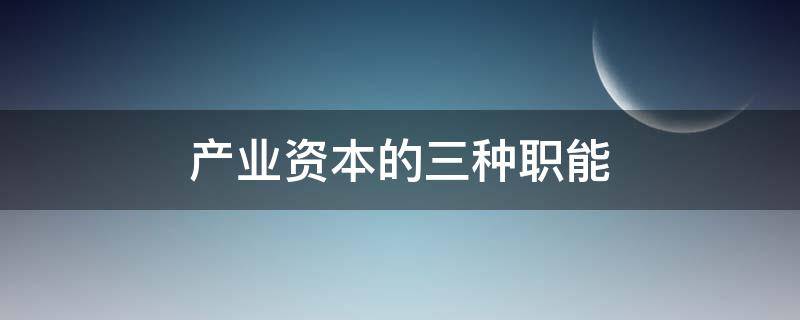 产业资本的三种职能 产业资本的三种职能形式在空间上