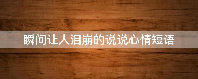 瞬间让人泪崩的说说心情短语（瞬间让人泪崩的说说心情短语简短）