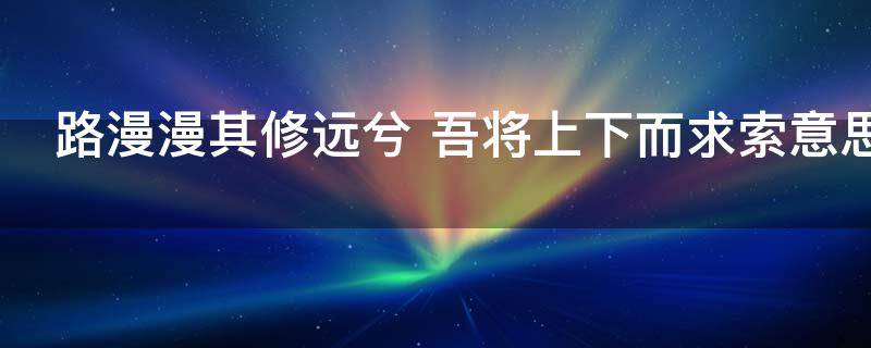 路漫漫其修远兮（路漫漫其修远兮出自哪首诗）