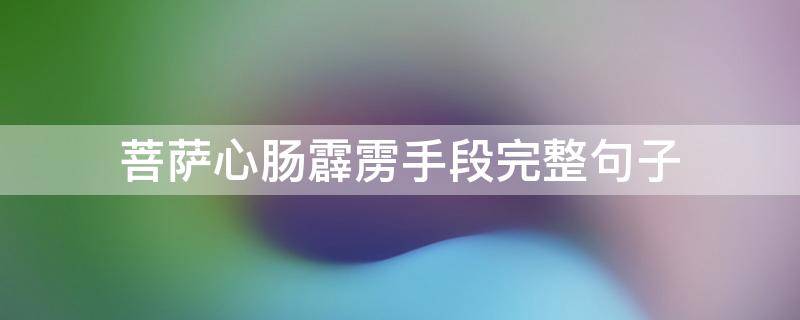 菩萨心肠霹雳手段完整句子（菩萨心肠霹雳手段类似的句子）
