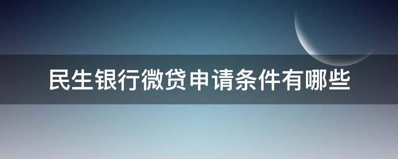 民生银行微贷申请条件有哪些（民生银行微贷申请条件有哪些呢）