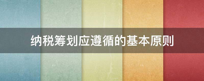 纳税筹划应遵循的基本原则（纳税筹划的首要原则是什么）