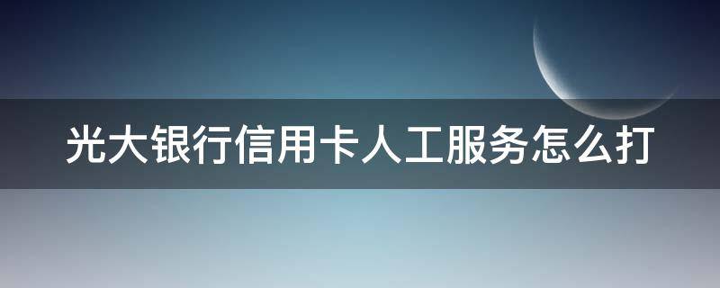 光大银行信用卡人工服务怎么打（光大银行信用卡人工服务怎么打不通）
