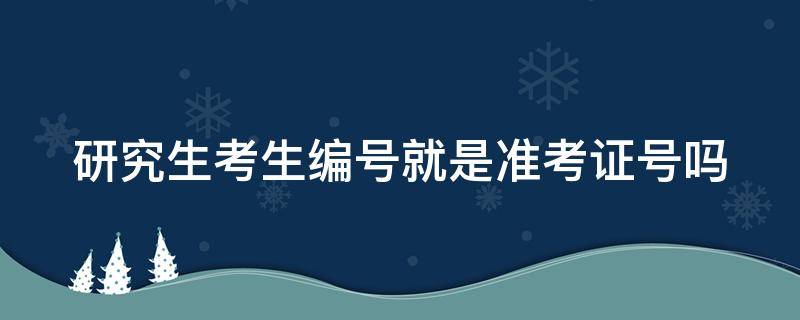 研究生考生编号就是准考证号吗 研究生考生编号就是准考证号吗