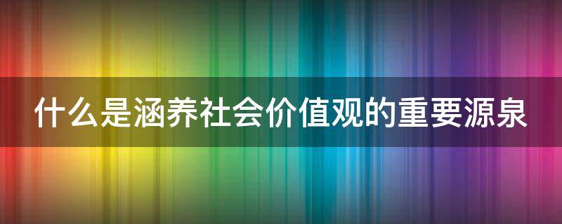 什么是涵养社会价值观的重要源泉（什么是涵养社会价值观的重要源泉是）