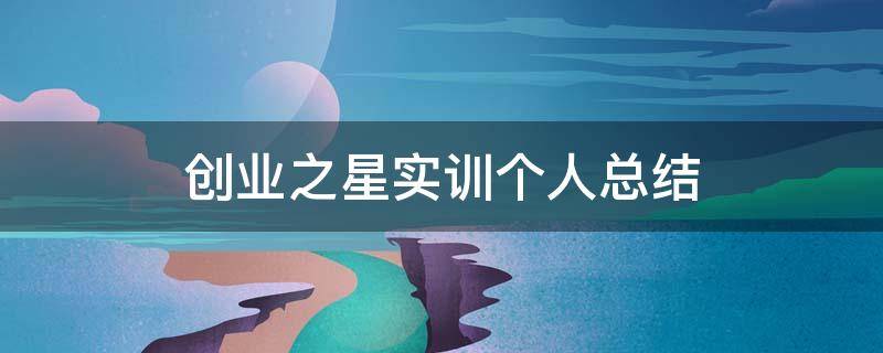 创业之星实训个人总结（创业之星实训个人总结生产总监）