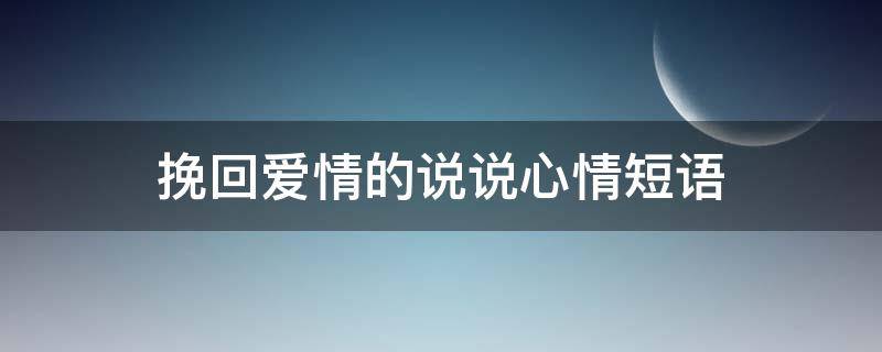 挽回爱情的说说心情短语（说说挽回爱情的句子）