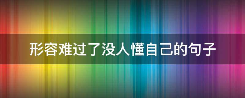 形容难过了没人懂自己的句子（难过没人懂的说说心情短语）