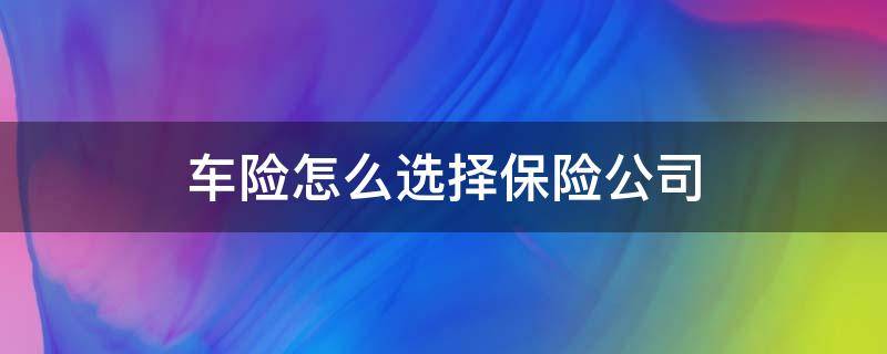 车险怎么选择保险公司（车险怎么选择保险公司买）