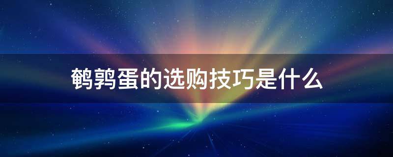 鹌鹑蛋的选购技巧是什么 鹌鹑蛋怎么选购
